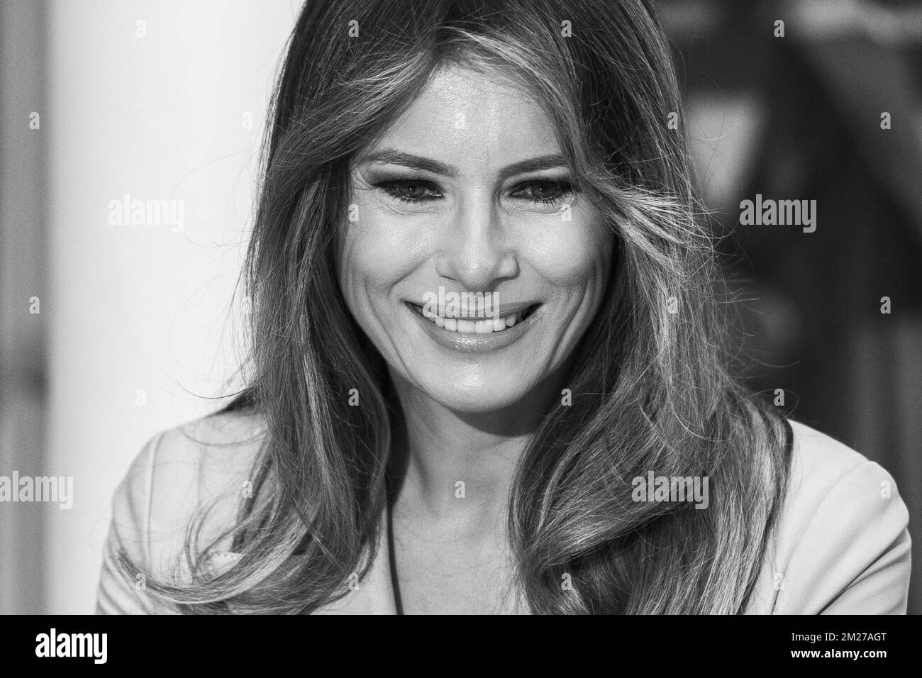 First Lady of the US Melania Trump ha fatto una foto durante una visita della First Lady of the United States of America all'ospedale per bambini della Regina Fabiola, giovedì 25 maggio 2017, a Bruxelles. Il presidente DEGLI STATI UNITI Trump è in visita di due giorni in Belgio, per partecipare ad un vertice della NATO (Organizzazione del Trattato del Nord Atlantico) che si terrà giovedì. FOTO DI BELGA LAURIE DIEFFEMBACQ Foto Stock