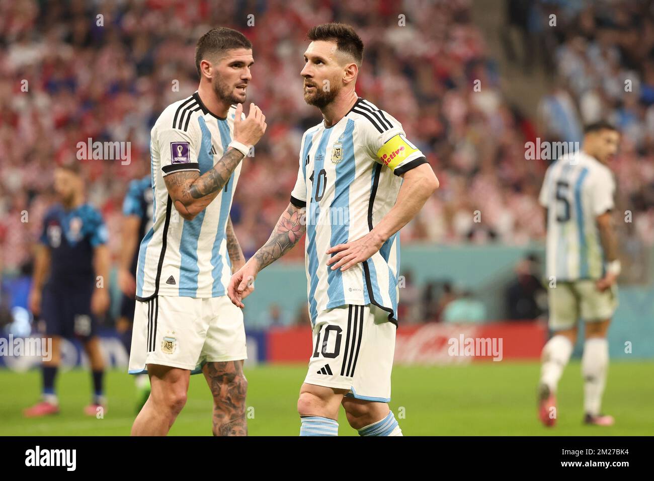 Lionel messi di Argentina durante la Coppa del mondo FIFA 2022, incontro di calcio semifinale tra Argentina e Croazia il 13 dicembre 2022 allo stadio di Lusail di al Daayen, Qatar - Foto Jean Catuffe / DPPI Foto Stock