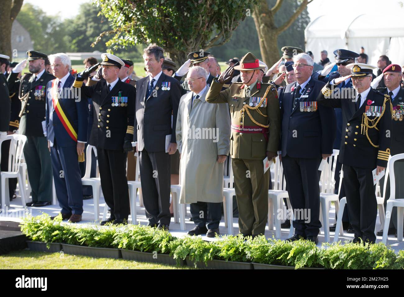 L'immagine mostra la commemorazione nazionale neozelandese del centenario della battaglia di Messines Ridge, a Mesen (Messines), mercoledì 07 giugno 2017. Oggi (07/06/2017) ricorre il 100th° anniversario dell'inizio del 'Mijnenslag' (Battaglia delle miniere) a Mesen, durante la prima guerra mondiale. BELGA FOTO KURT DESPLENTER Foto Stock