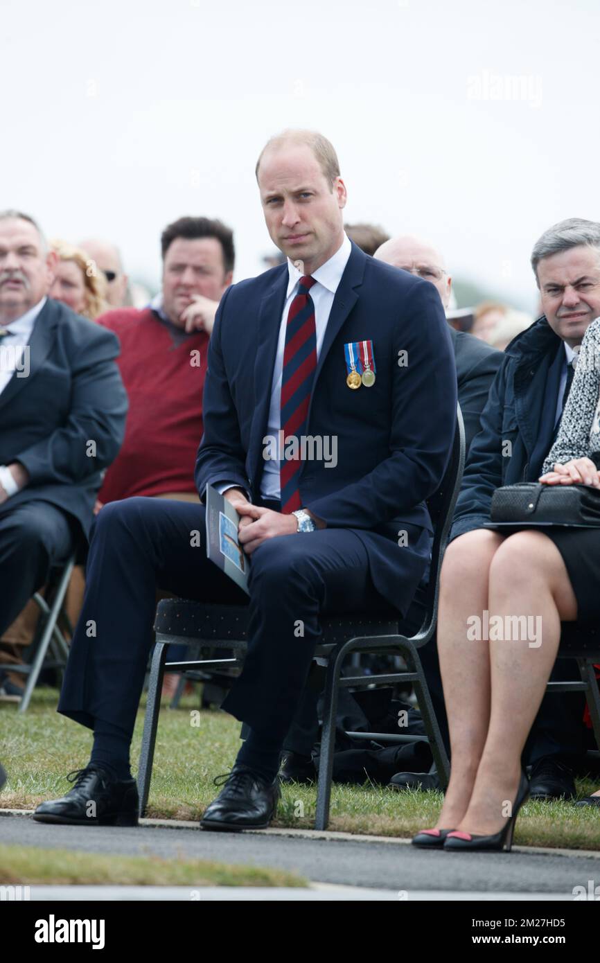 Il principe britannico Guglielmo il Duca di Cambridge ha raffigurato durante la commemorazione del centenario della battaglia di Messines Ridge, presso l'Isola d'Irlanda Peace Park, a Mesen (Messines), mercoledì 07 giugno 2017. Oggi (07/06/2017) ricorre il 100th° anniversario dell'inizio del 'Mijnenslag' (Battaglia delle miniere) a Mesen, durante la prima guerra mondiale. BELGA FOTO KURT DESPLENTER Foto Stock