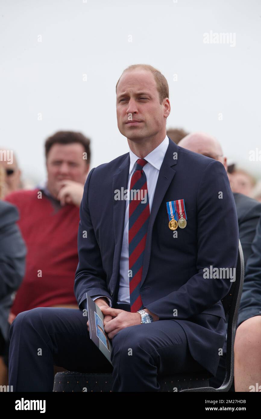 Il principe britannico Guglielmo il Duca di Cambridge ha raffigurato durante la commemorazione del centenario della battaglia di Messines Ridge, presso l'Isola d'Irlanda Peace Park, a Mesen (Messines), mercoledì 07 giugno 2017. Oggi (07/06/2017) ricorre il 100th° anniversario dell'inizio del 'Mijnenslag' (Battaglia delle miniere) a Mesen, durante la prima guerra mondiale. BELGA FOTO KURT DESPLENTER Foto Stock