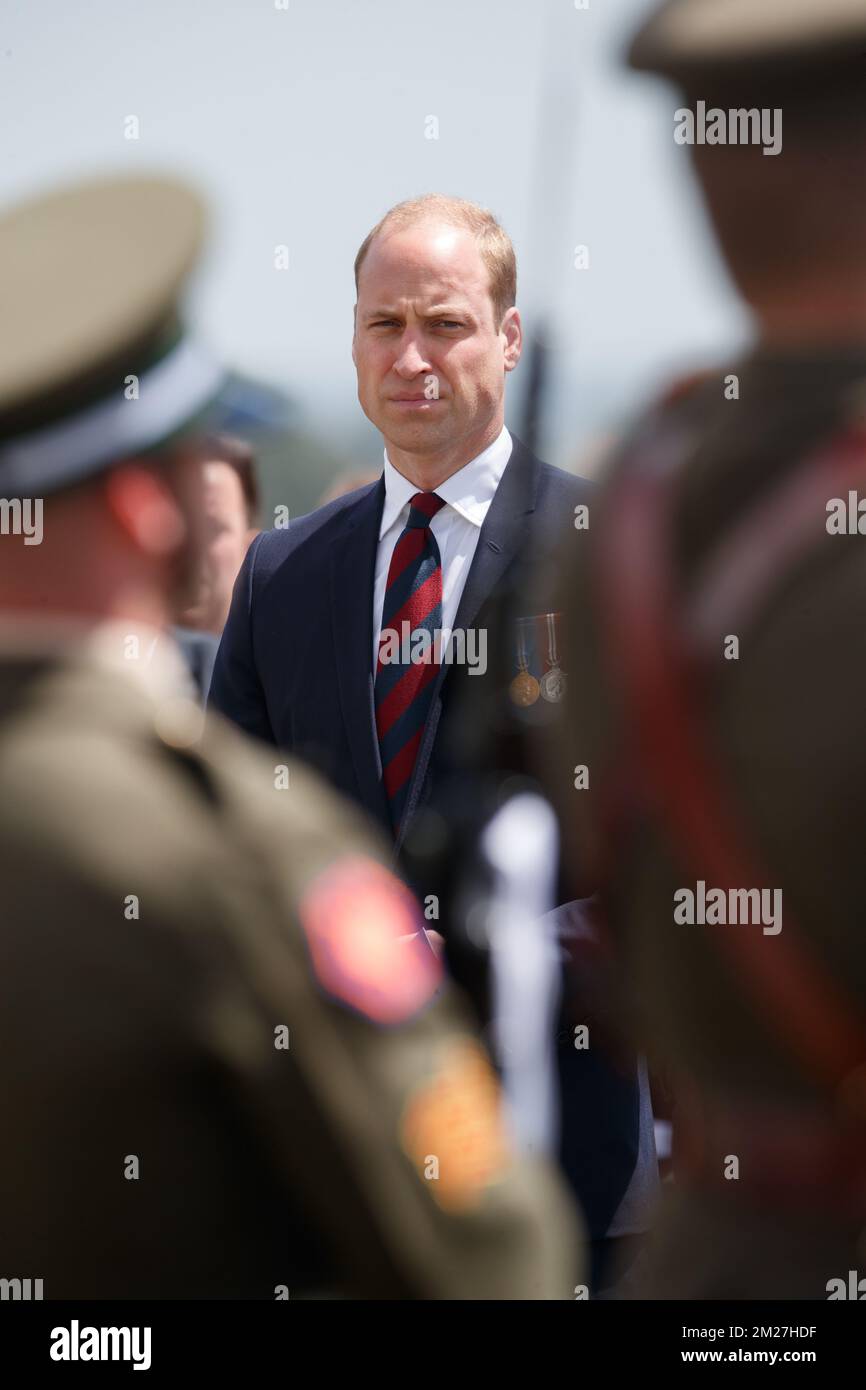 Il principe britannico Guglielmo il Duca di Cambridge ha raffigurato durante la commemorazione del centenario della battaglia di Messines Ridge, presso l'Isola d'Irlanda Peace Park, a Mesen (Messines), mercoledì 07 giugno 2017. Oggi (07/06/2017) ricorre il 100th° anniversario dell'inizio del 'Mijnenslag' (Battaglia delle miniere) a Mesen, durante la prima guerra mondiale. BELGA FOTO KURT DESPLENTER Foto Stock