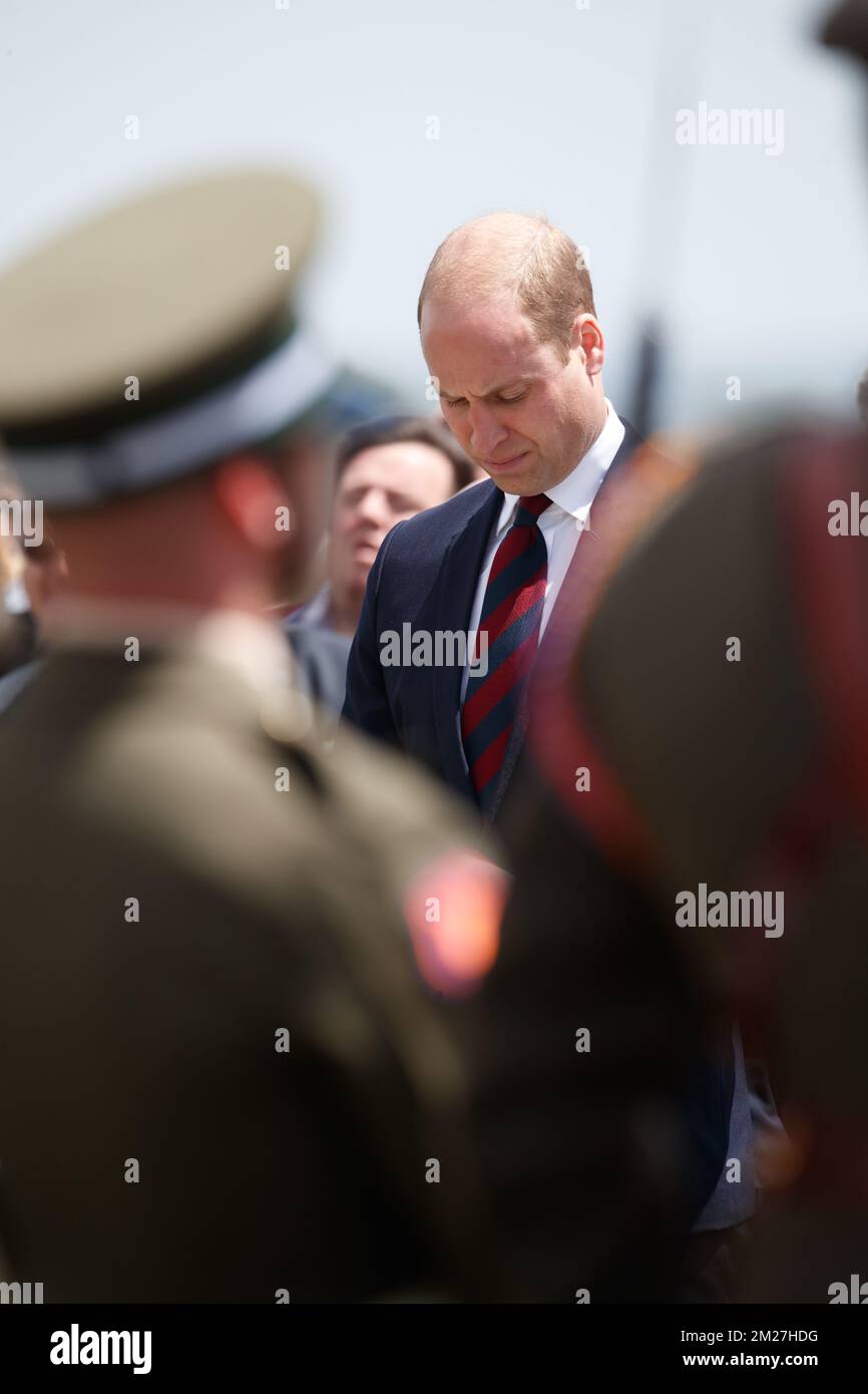 Il principe britannico Guglielmo il Duca di Cambridge ha raffigurato durante la commemorazione del centenario della battaglia di Messines Ridge, presso l'Isola d'Irlanda Peace Park, a Mesen (Messines), mercoledì 07 giugno 2017. Oggi (07/06/2017) ricorre il 100th° anniversario dell'inizio del 'Mijnenslag' (Battaglia delle miniere) a Mesen, durante la prima guerra mondiale. BELGA FOTO KURT DESPLENTER Foto Stock