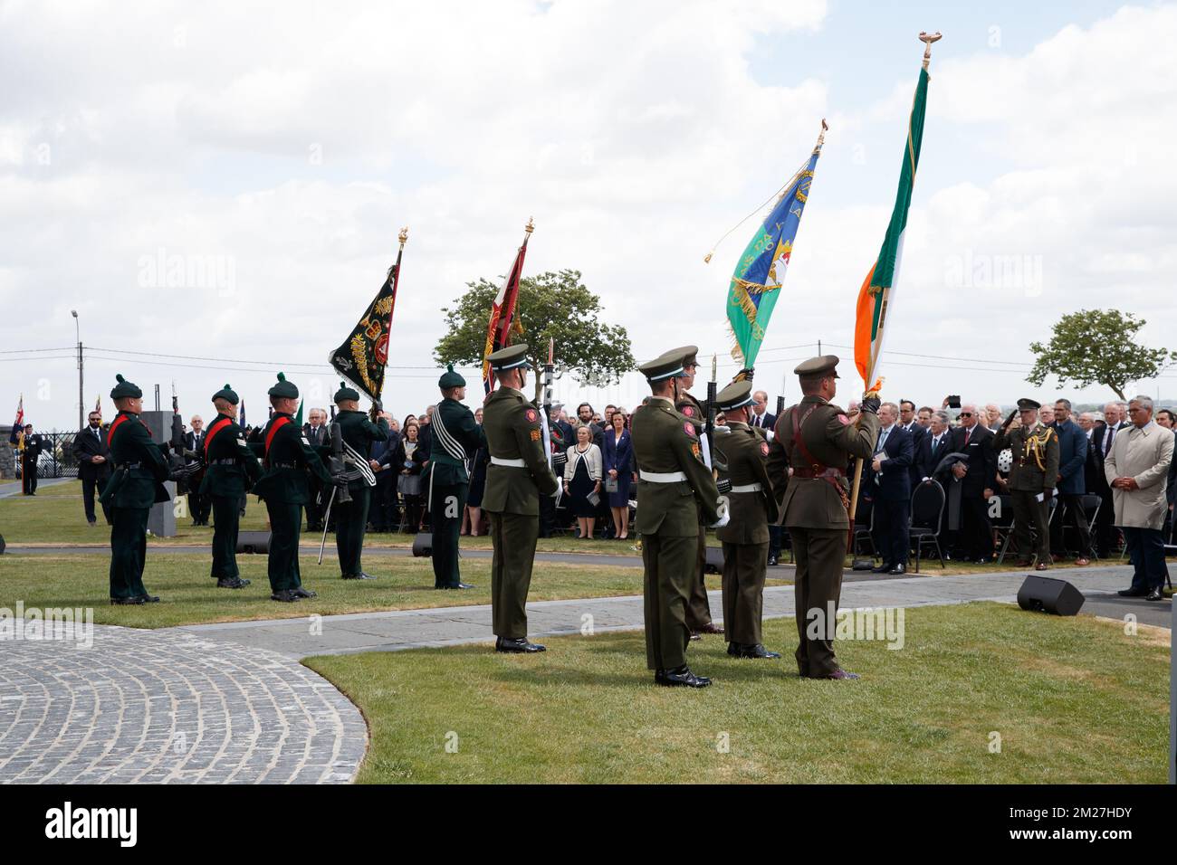 L'immagine mostra la commemorazione del centenario della battaglia di Messines Ridge, presso il Parco della Pace dell'Isola d'Irlanda, a Mesen (Messines), mercoledì 07 giugno 2017. Oggi (07/06/2017) ricorre il 100th° anniversario dell'inizio del 'Mijnenslag' (Battaglia delle miniere) a Mesen, durante la prima guerra mondiale. BELGA FOTO KURT DESPLENTER Foto Stock