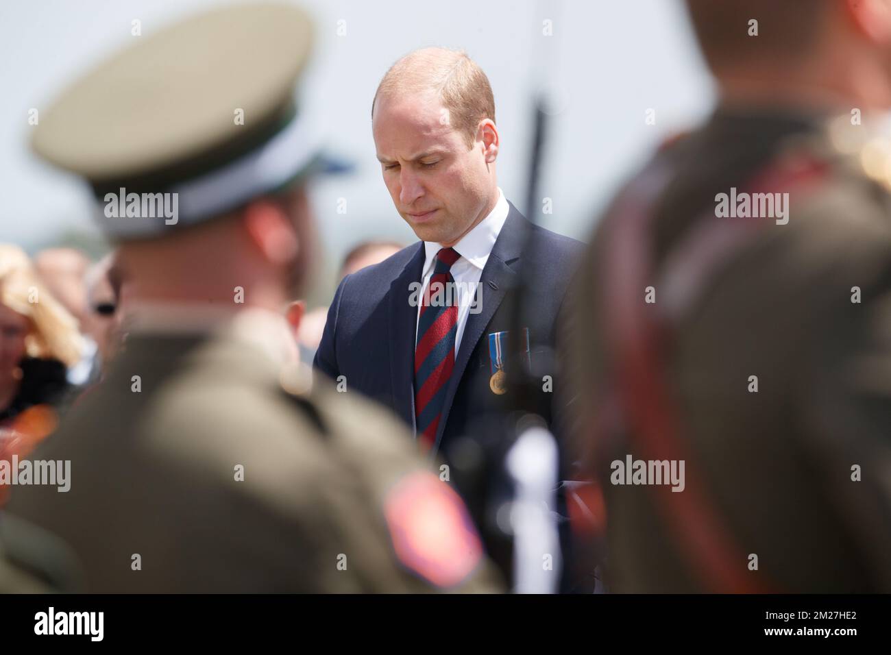 Il principe britannico Guglielmo il Duca di Cambridge ha raffigurato durante la commemorazione del centenario della battaglia di Messines Ridge, presso l'Isola d'Irlanda Peace Park, a Mesen (Messines), mercoledì 07 giugno 2017. Oggi (07/06/2017) ricorre il 100th° anniversario dell'inizio del 'Mijnenslag' (Battaglia delle miniere) a Mesen, durante la prima guerra mondiale. BELGA FOTO KURT DESPLENTER Foto Stock