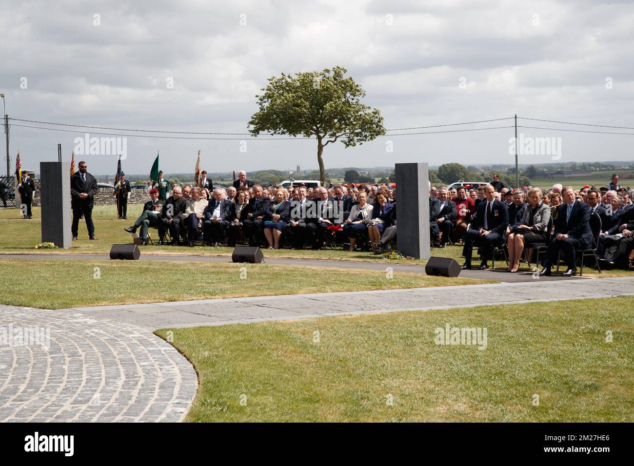 L'immagine mostra la commemorazione del centenario della battaglia di Messines Ridge, presso il Parco della Pace dell'Isola d'Irlanda, a Mesen (Messines), mercoledì 07 giugno 2017. Oggi (07/06/2017) ricorre il 100th° anniversario dell'inizio del 'Mijnenslag' (Battaglia delle miniere) a Mesen, durante la prima guerra mondiale. BELGA FOTO KURT DESPLENTER Foto Stock