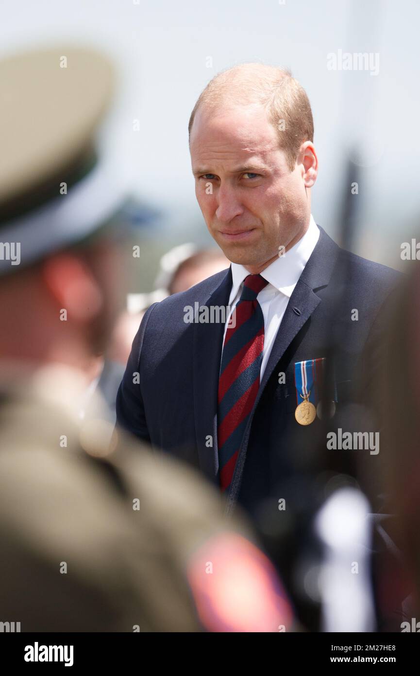 Il principe britannico Guglielmo il Duca di Cambridge ha raffigurato durante la commemorazione del centenario della battaglia di Messines Ridge, presso l'Isola d'Irlanda Peace Park, a Mesen (Messines), mercoledì 07 giugno 2017. Oggi (07/06/2017) ricorre il 100th° anniversario dell'inizio del 'Mijnenslag' (Battaglia delle miniere) a Mesen, durante la prima guerra mondiale. BELGA FOTO KURT DESPLENTER Foto Stock