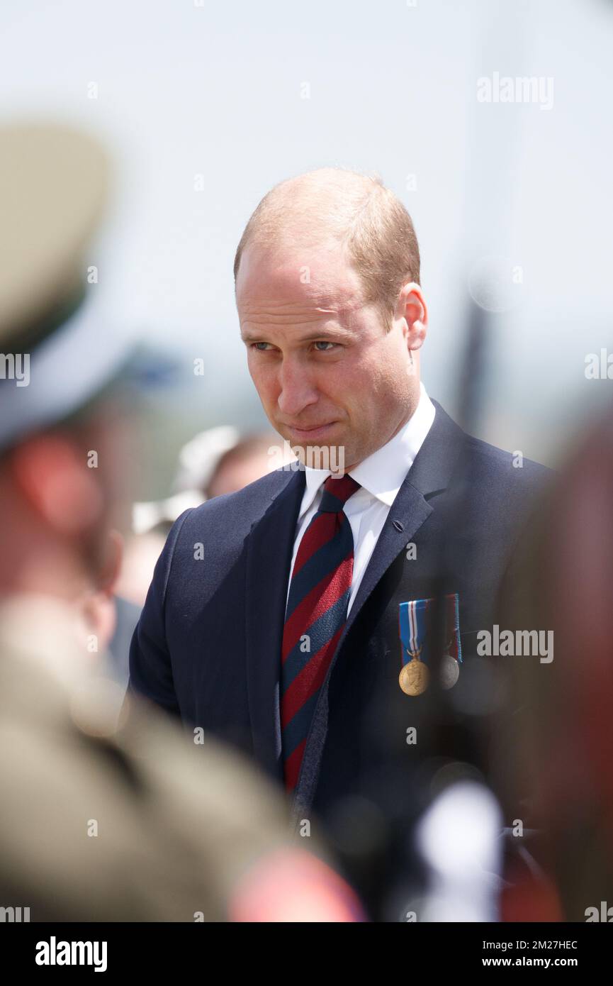Il principe britannico Guglielmo il Duca di Cambridge ha raffigurato durante la commemorazione del centenario della battaglia di Messines Ridge, presso l'Isola d'Irlanda Peace Park, a Mesen (Messines), mercoledì 07 giugno 2017. Oggi (07/06/2017) ricorre il 100th° anniversario dell'inizio del 'Mijnenslag' (Battaglia delle miniere) a Mesen, durante la prima guerra mondiale. BELGA FOTO KURT DESPLENTER Foto Stock