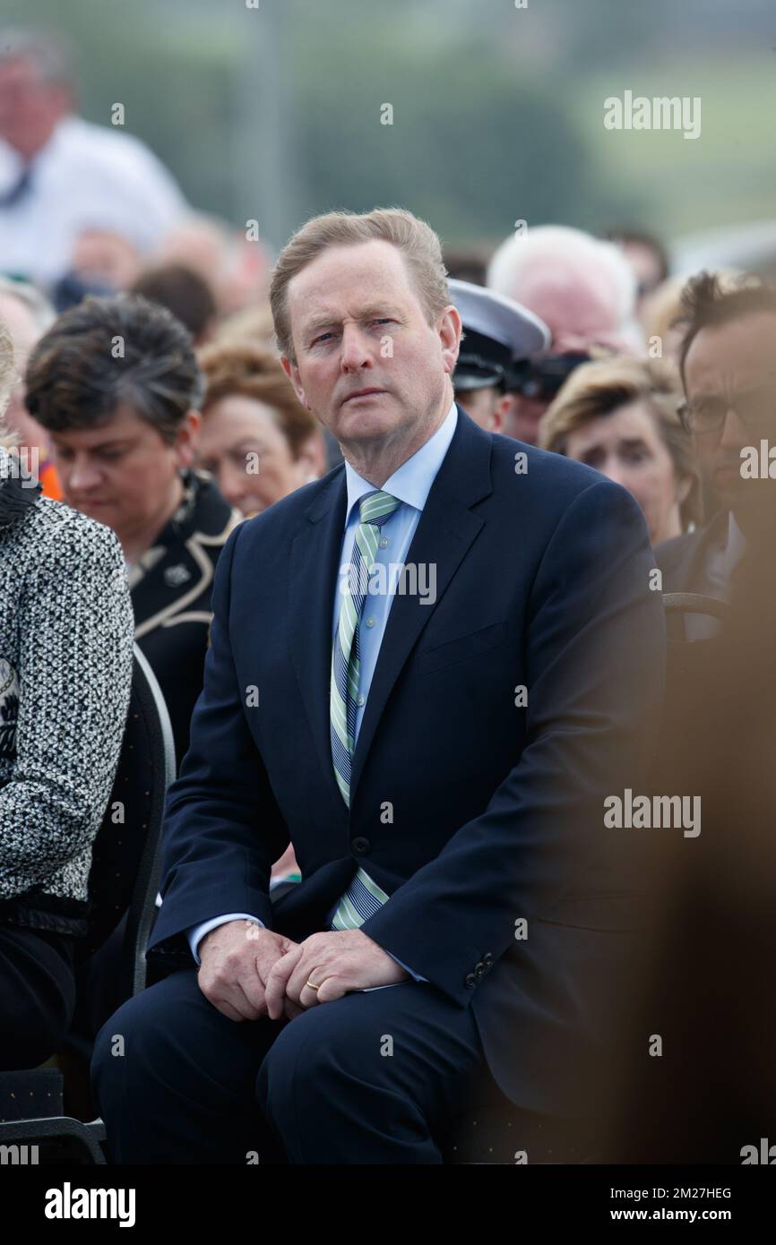 Il Taoiseach Enda Kenny è stato raffigurato durante la commemorazione nazionale neozelandese del centenario della battaglia di Messines Ridge, a Mesen (Messines), mercoledì 07 giugno 2017. Oggi (07/06/2017) ricorre il 100th° anniversario dell'inizio del 'Mijnenslag' (Battaglia delle miniere) a Mesen, durante la prima guerra mondiale. BELGA FOTO KURT DESPLENTER Foto Stock