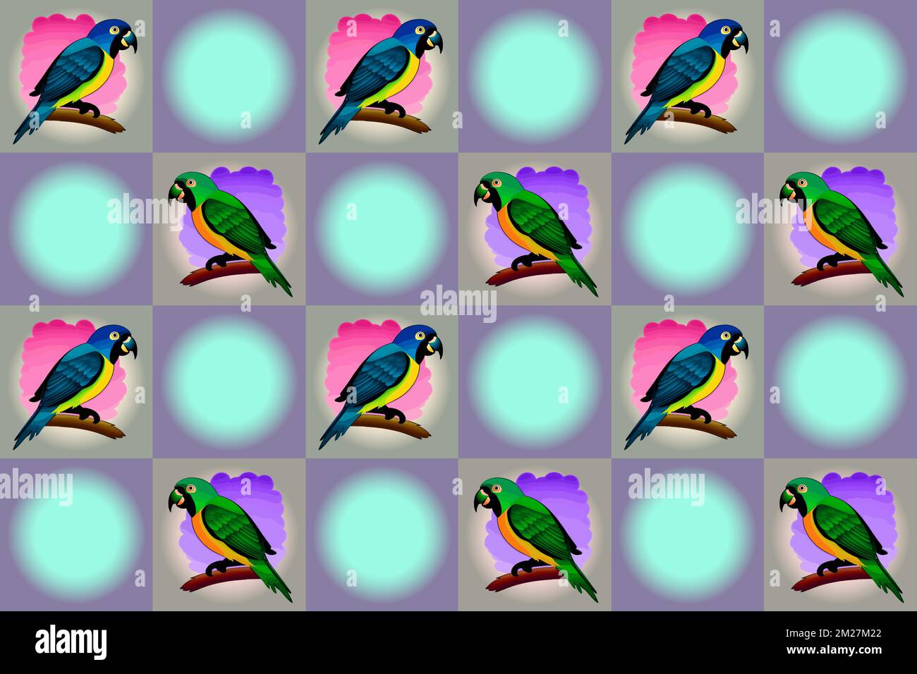 Pattern vettoriale senza cuciture realizzato con pappagalli colorati Illustrazione Vettoriale