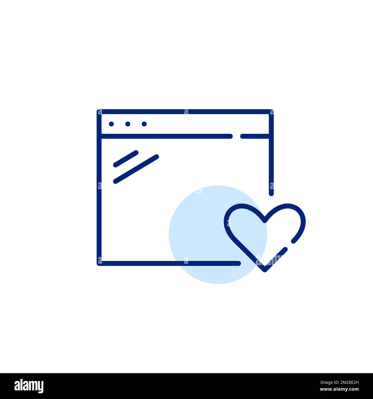 Fornire un feedback positivo su un sito Web in un browser. Pixel Perfect, icona del tratto modificabile Illustrazione Vettoriale