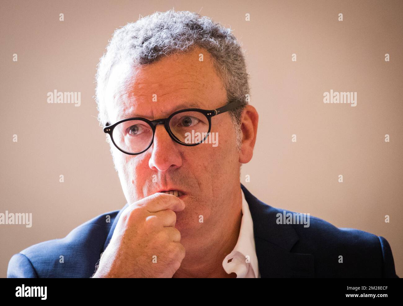 Yvan Mayeur ha illustrato nel corso di una sessione della commissione parlamentare d'inchiesta della Regione di Bruxelles sul Samusocial, a Bruxelles, mercoledì 19 luglio 2017. BELGA FOTO BENOIT DOPPAGNE Foto Stock