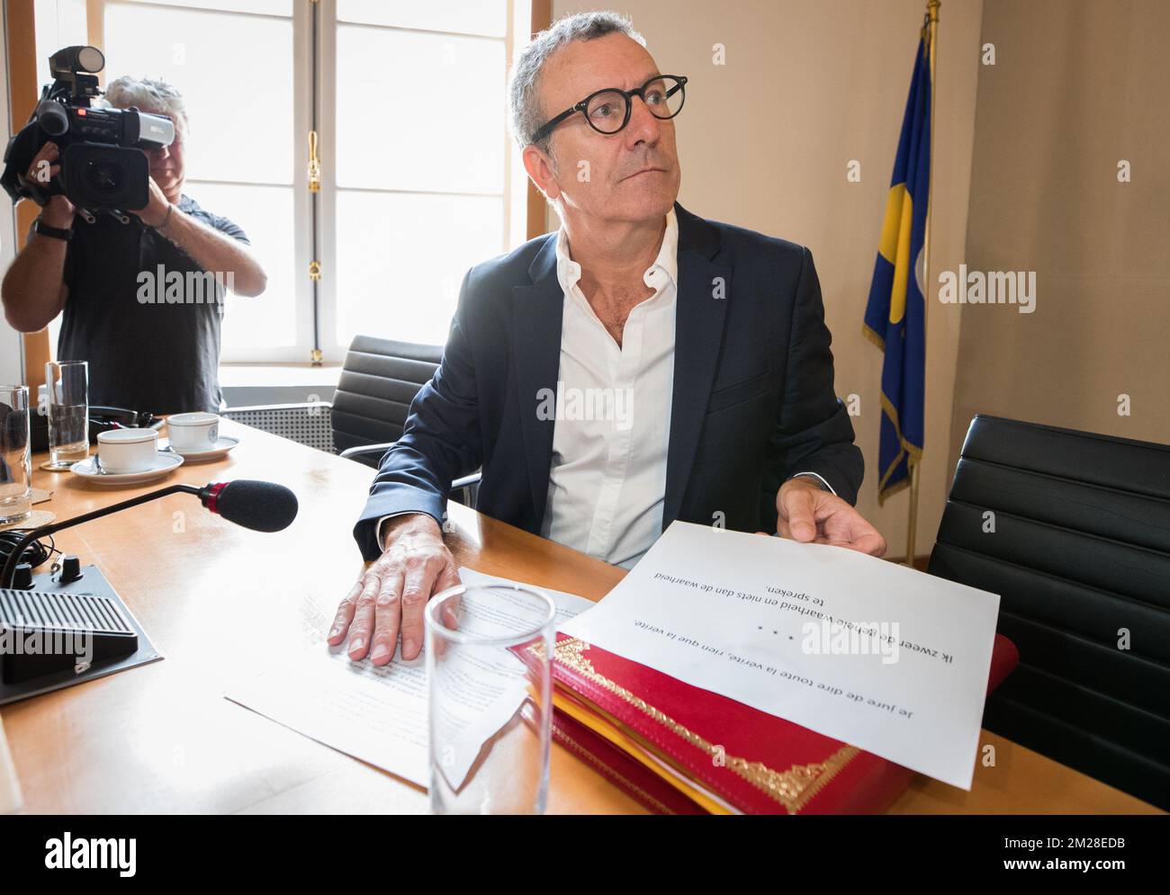 Yvan Mayeur ha illustrato in una sessione della commissione parlamentare d'inchiesta della Regione di Bruxelles sul Samusocial, a Bruxelles, mercoledì 19 luglio 2017. BELGA FOTO BENOIT DOPPAGNE Foto Stock