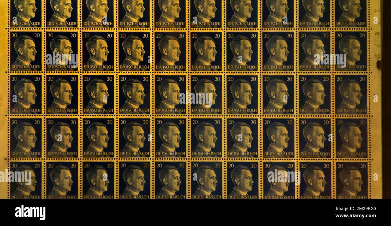 Pannello booklet con 20 francobolli pfennig dell'Impero tedesco 1941/1942 che mostra il profilo di Adolph Hitler e Deutsches Reich | Timbres postaux allemands de 20 pfennig 1941/1942 Deutsches Reich montrant visage d'Adolph Hitler 22/06/2017 Foto Stock