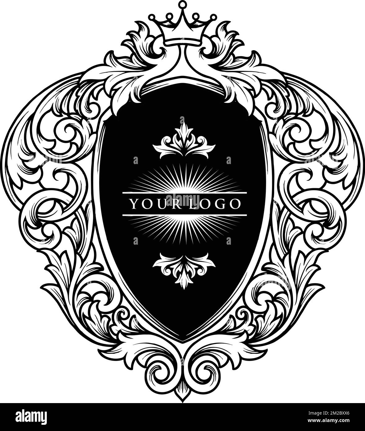 Vintage Badge ornamento Logo Silhouette vettoriale illustrazioni per il tuo logo di lavoro, t-shirt merchandise, adesivi e disegni di etichette, poster, biglietti d'auguri Illustrazione Vettoriale