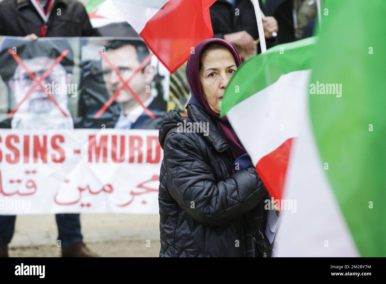 L'immagine mostra un'azione a sostegno delle proteste anti-regime in Iran, mercoledì 03 gennaio 2018 a Bruxelles. FOTO DI BELGA THIERRY ROGE Foto Stock