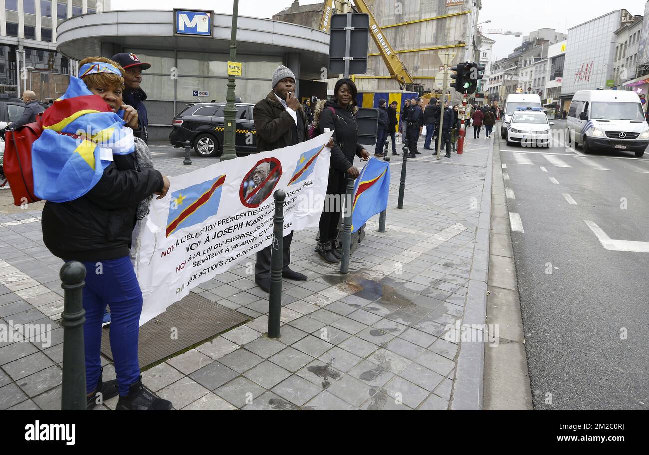 L'immagine mostra una manifestazione di varie associazioni congolesi in commemorazione delle persone morte durante le proteste antigovernative per la vigilia di Capodanno in Congo, sabato 06 gennaio 2018 a Bruxelles. Numerose proteste hanno invitato il fornetto Joseph Kabila a dimettersi come Presidente della Repubblica Democratica del Congo. FOTO DI BELGA NICOLAS MAETERLINCK Foto Stock