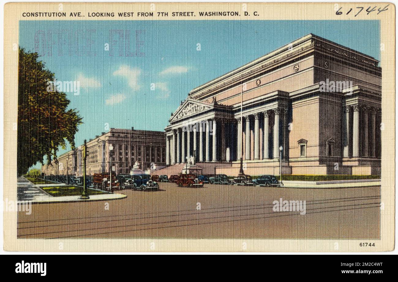 Constitution Ave., guardando ad ovest da 7th Street, Washington, D. C., Cities & Cities, Tichnor Brothers Collection, Cartoline degli Stati Uniti Foto Stock