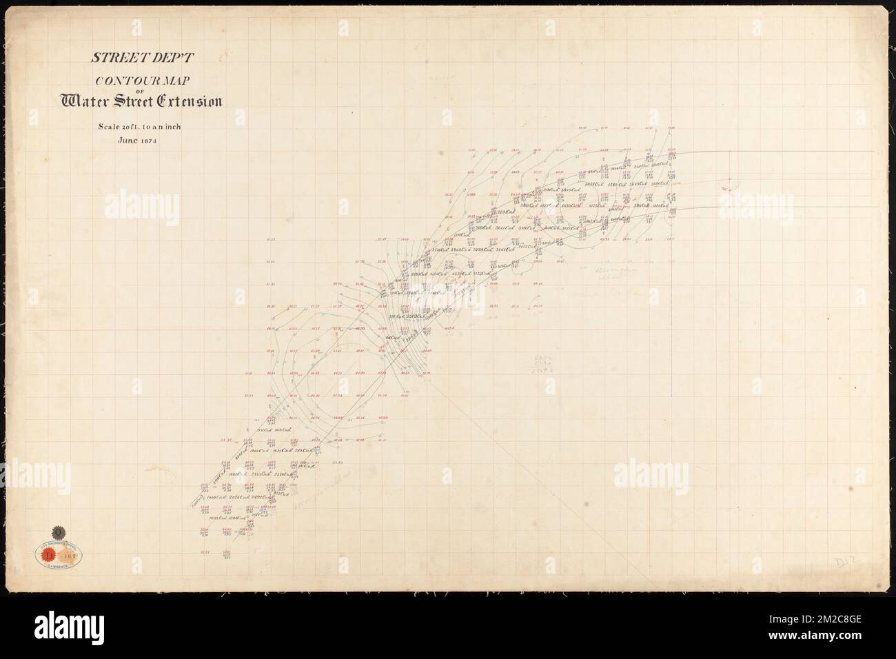 Mappa del contorno di Water Street estensione , strade. Lawrence Foto Stock