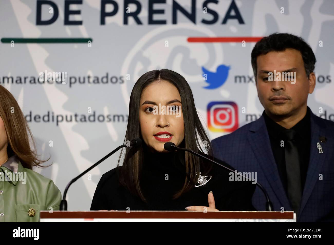 13 dicembre 2022, Città del Messico, Messico: L'astronauta messicana Katya Echazarreta alla conferenza stampa durante la sua visita alla Camera dei deputati messicana a Città del Messico. Il 13 dicembre 2022 a Città del Messico. (Foto di Luis Barron / Eyepix Group) Foto Stock