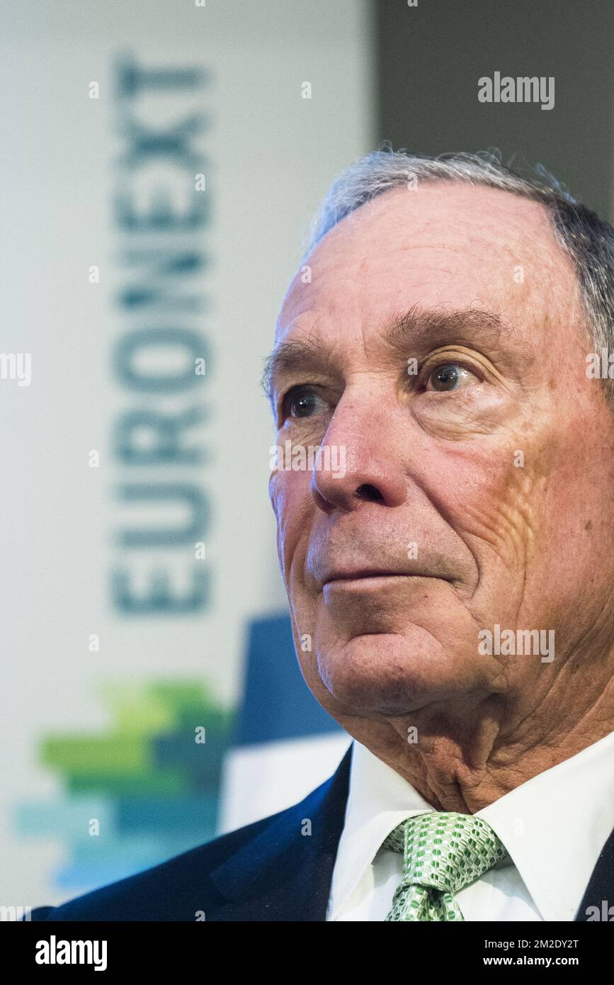 Il presidente del TFCD Michael R. Bloomberg e il ministro delle Finanze  Johan Van Overtveldt hanno illustrato durante la cerimonia di apertura  della campana alla Borsa di Bruxelles della NYSE Euronext, per