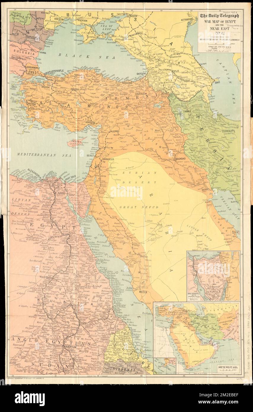 La mappa di guerra di Daily Telegraph dell'Egitto e del Vicino Oriente (No. 6) , guerra mondiale, 1914-1918, Medio Oriente, carte, Guerra mondiale, 1914-1918, Egitto, Mappe, Egitto, Mappe, Medio Oriente, Mappe Norman B. Leventhal Map Center Collection Foto Stock