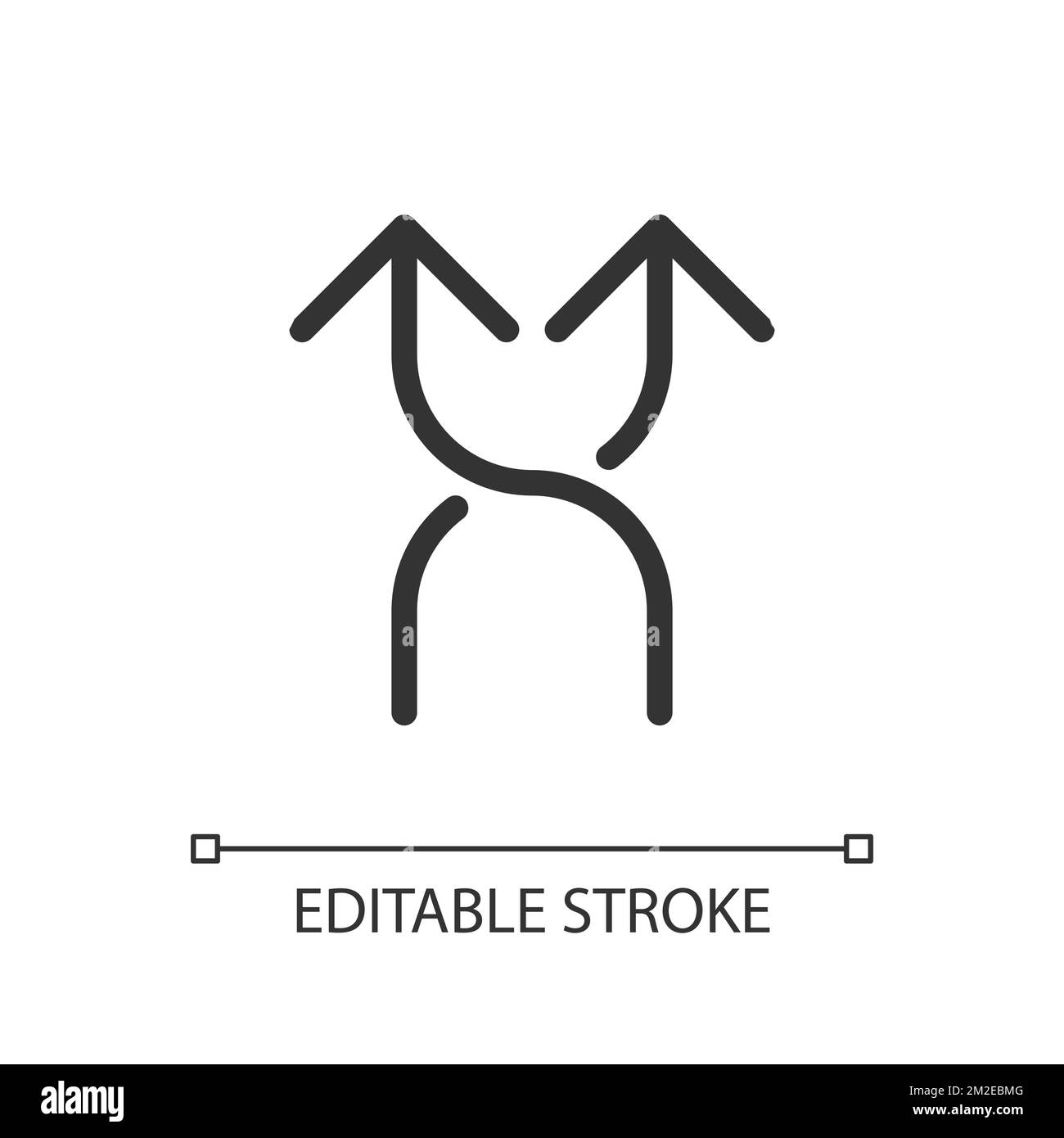 Intersezione autostradale frecce avanti pixel Perfect lineare ui icona Illustrazione Vettoriale