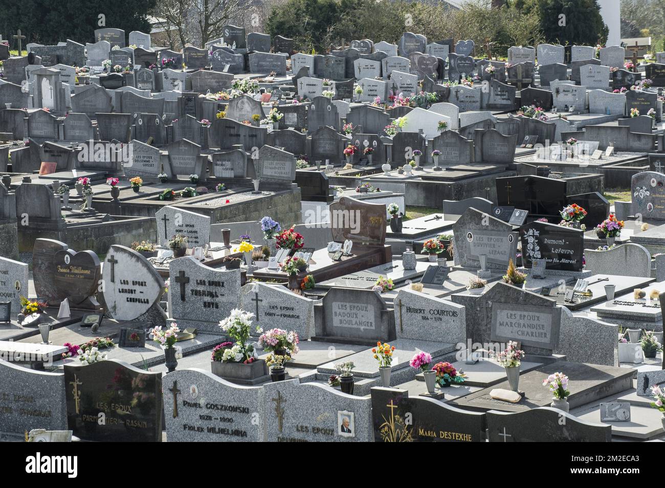 Cimetiere, pierres tombales et croix Cross e cimitero 10/04/2018 Foto Stock