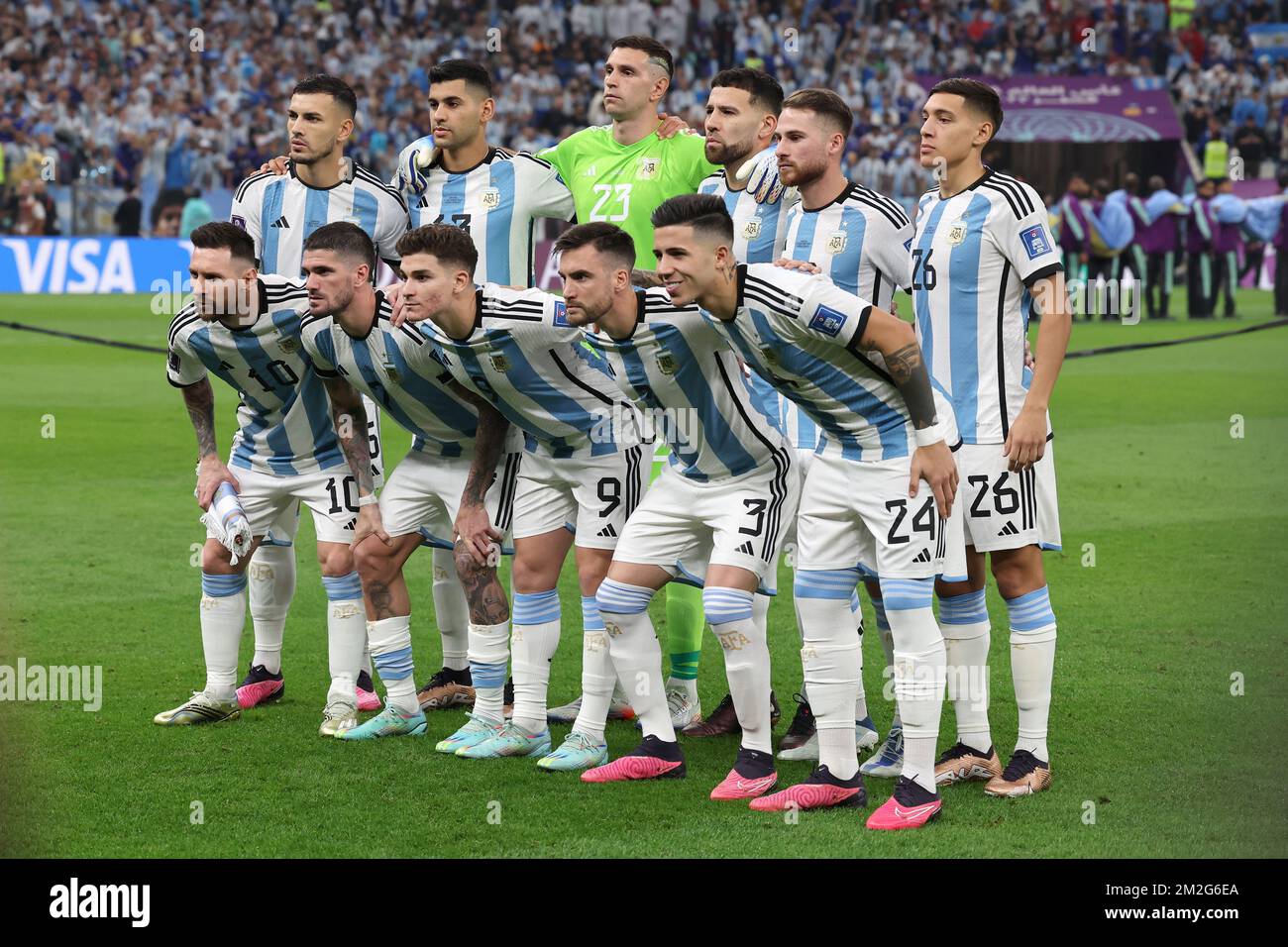 Al Daayen, Qatar - 13 dicembre 2022, giocatori dell'Argentina prima della Coppa del mondo FIFA 2022, incontro di calcio semifinale tra Argentina e Croazia il 13 dicembre 2022 allo stadio Lusail di al Daayen, Qatar - Foto: Jean Catuffe/DPPI/LiveMedia Foto Stock