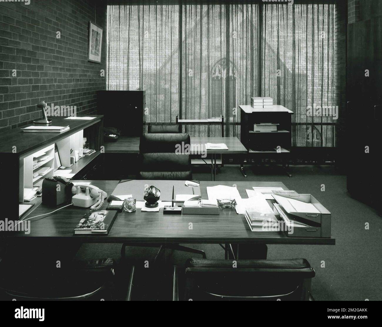 Scrivania, interni della Biblioteca pubblica Lawrence, biblioteche pubbliche, interni, scrivanie, Biblioteca pubblica Lawrence Foto Stock