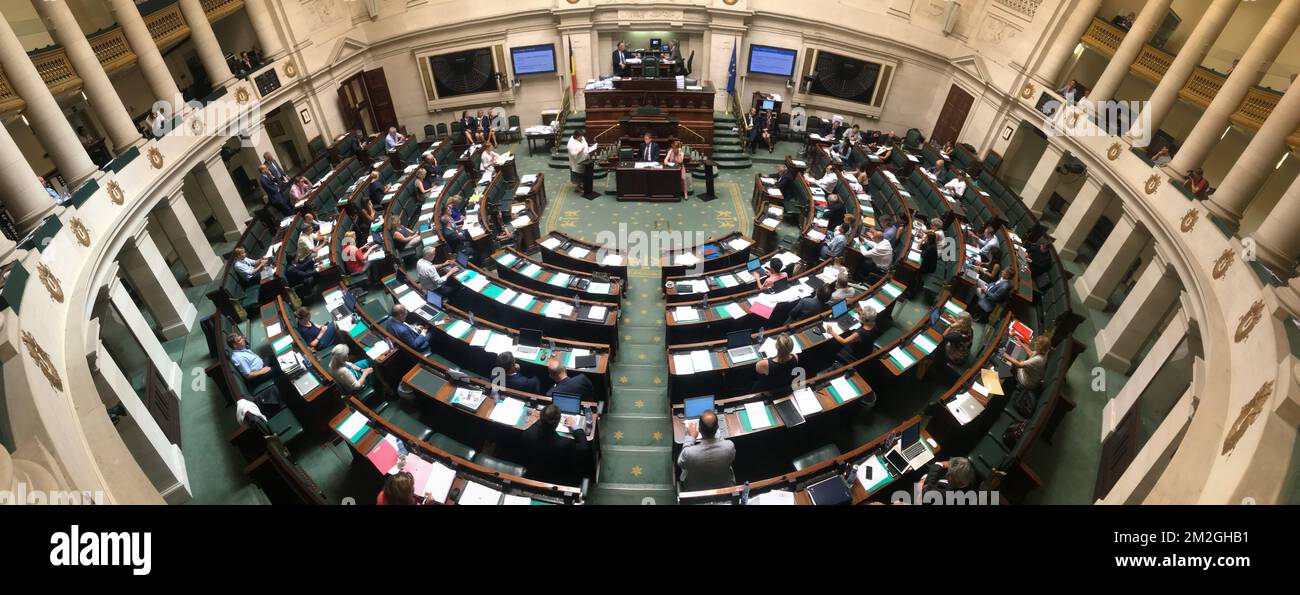 Immagine ripresa nel corso di una sessione plenaria della Camera al Parlamento federale a Bruxelles, giovedì 05 luglio 2018. BELGA FOTO BENOIT DOPPAGNE Foto Stock