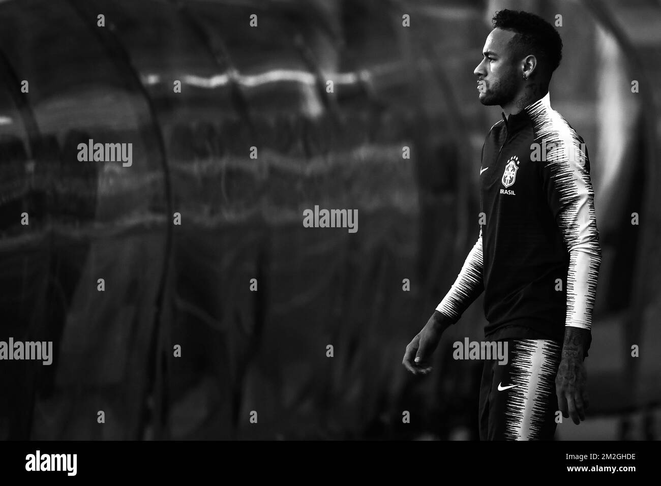 Neymar del Brasile nella foto durante una sessione di allenamento della nazionale brasiliana di calcio a Kazan, Russia, giovedì 05 luglio 2018. Domani incontreranno la nazionale belga Red Devils nei quarti di finale della Coppa del mondo FIFA 2018. FOTO DI BELGA LAURIE DIEFFEMBACQ Foto Stock