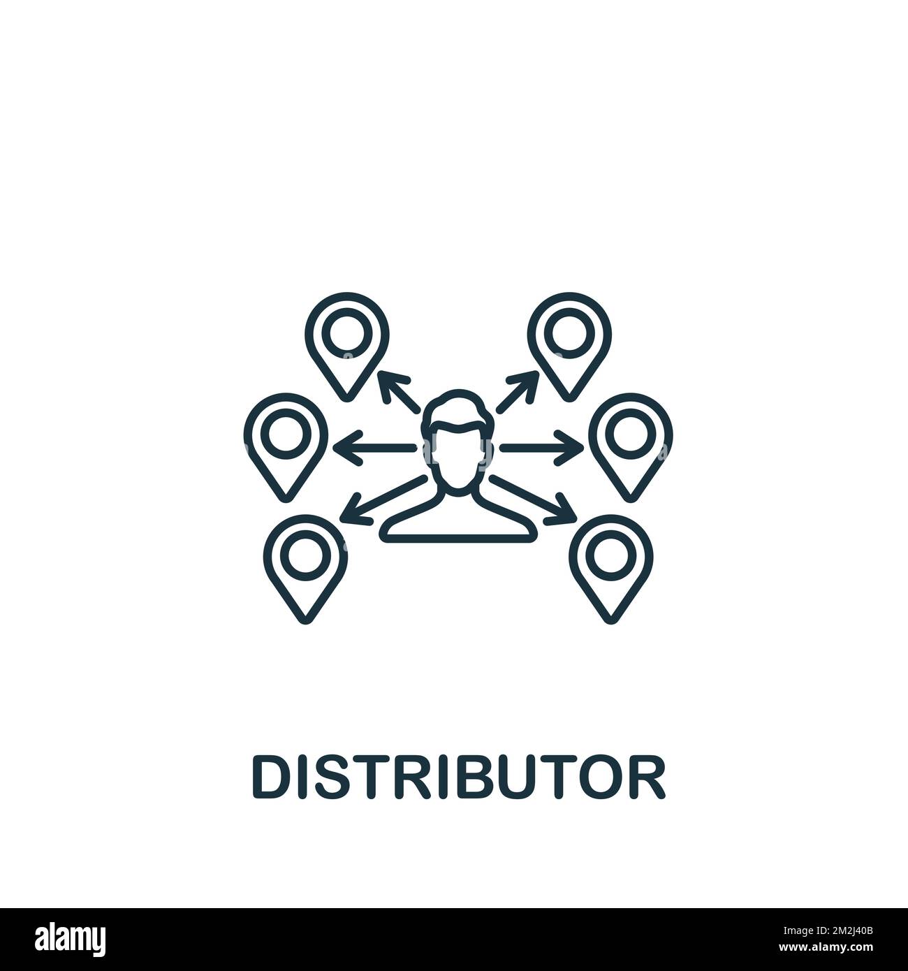 Icona distributore. Icona monocromatica Simple Global Business per modelli, web design e infografiche Illustrazione Vettoriale