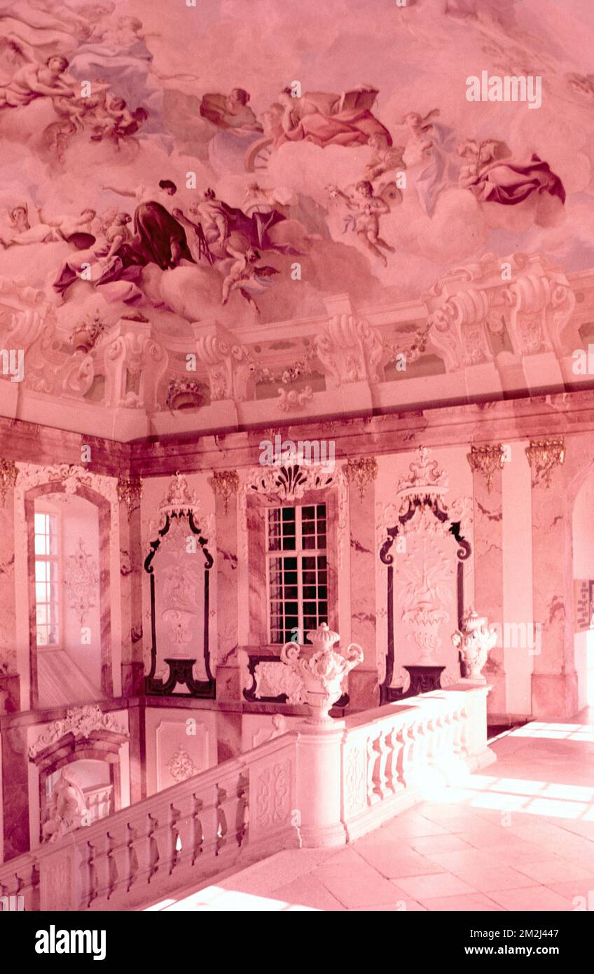 Affresco sulla scala imperiale dell'Abbazia di Altenburg, dell'artista austriaco Paul Troger, Austria 1960s Foto Stock