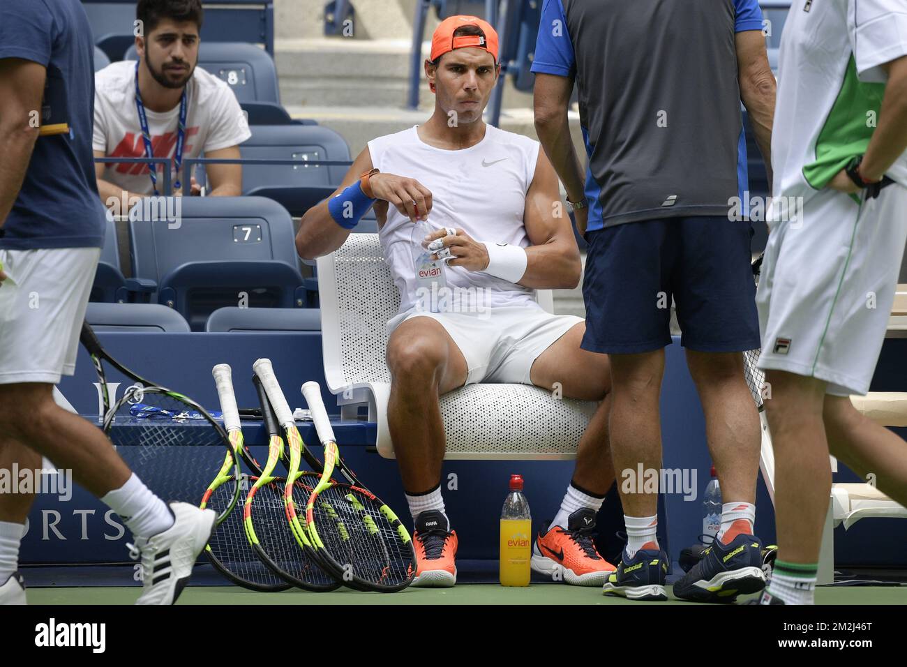 Lo spagnolo Rafael Nadal ha illustrato durante una sessione di allenamento in vista del torneo di tennis US Open Grand Slam 118th, a Flushing Meadow, a New York City, USA, venerdì 24 agosto 2018. FOTO DI BELGA YORICK JANSENS Foto Stock