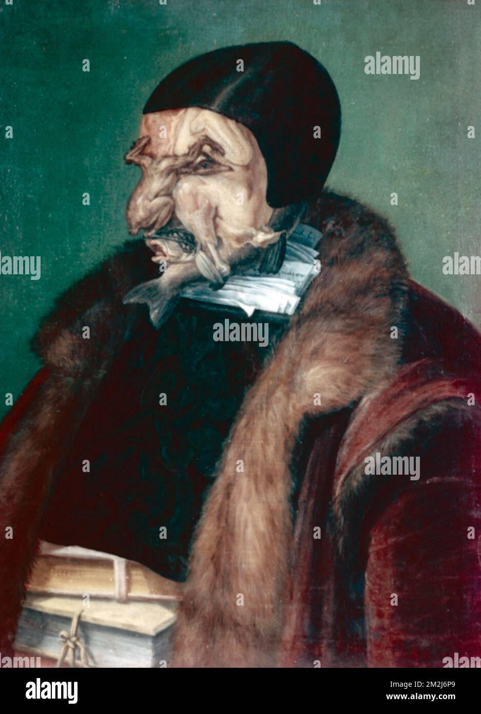 Ritratto di Johan Calvin dell'artista italiano Giuseppe Arcimboldo, 1500s, castello di Gripsholm, Mariefred, Svezia 1960s Foto Stock