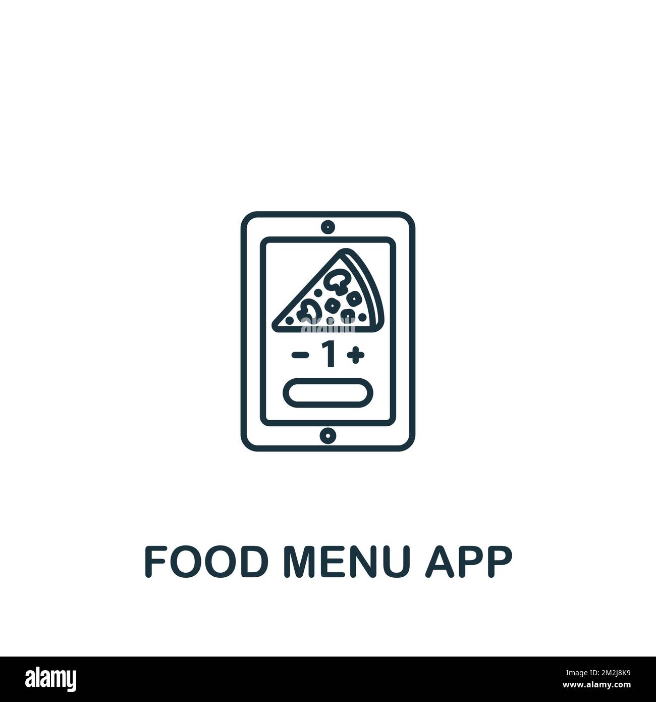 Icona dell'app Menu Food. Icona monocromatica Simple Food Delivery per modelli, web design e infografiche Illustrazione Vettoriale