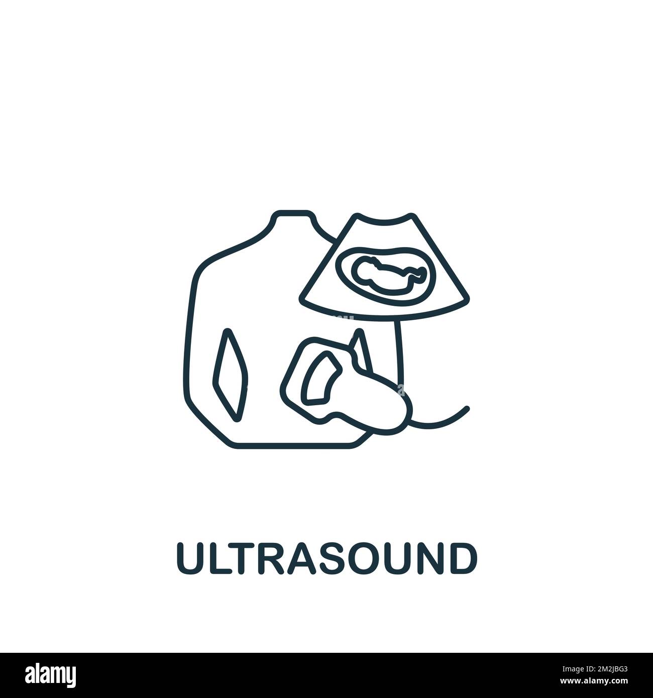 Icona ultrasuoni. Icona monocromatica Simple Healthcare per modelli, web design e infografiche Illustrazione Vettoriale