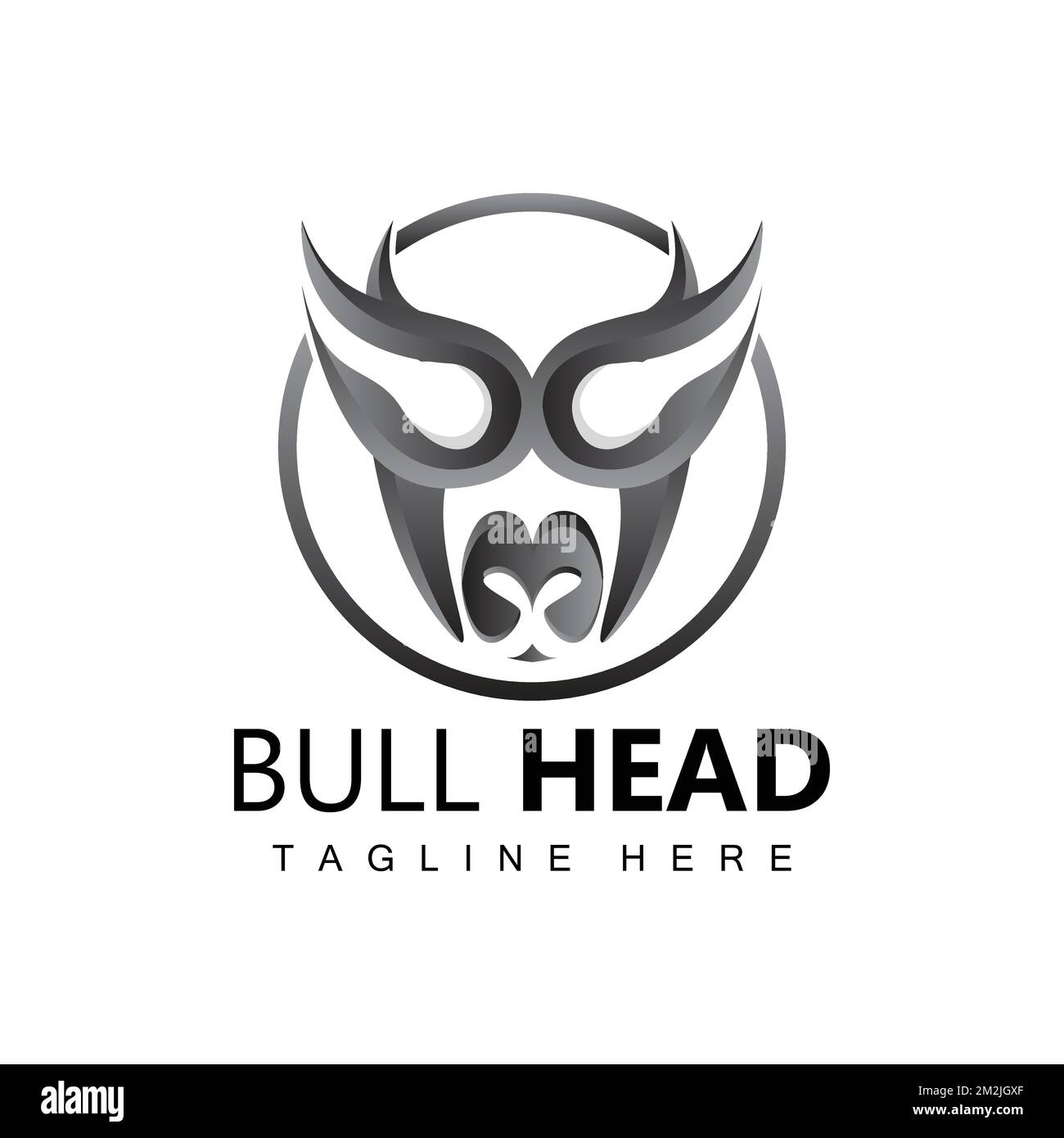 Logo della testa di bue, vettore animale da fattoria, illustrazione del bestiame, icona del marchio aziendale Illustrazione Vettoriale