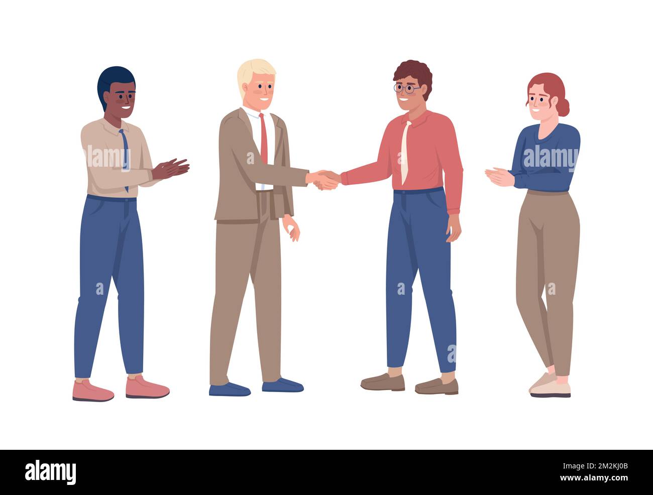 Business Deal celebrazione semi-piatto colori vettori caratteri Illustrazione Vettoriale