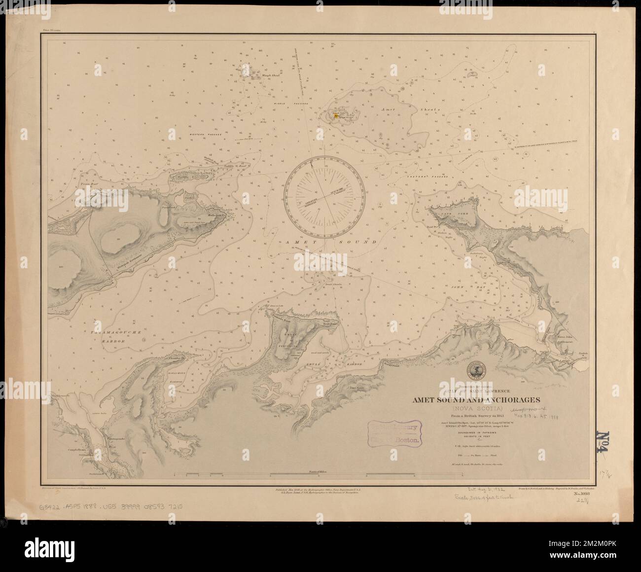 Dominion of Canada, Gulf of Saint Lawrence, Amet Sound and anchorages (Nova Scotia) : from a British survey in 1841 , Nautical charts, Nova Scotia, Amet Sound, Amet Sound N.S., Maps Norman B. Leventhal Map Center Collection Foto Stock
