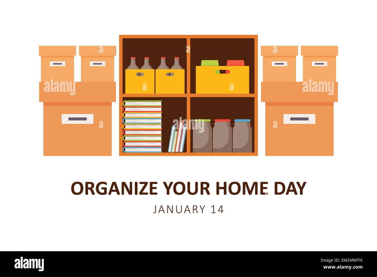 Organizza il tuo sfondo per il giorno di casa. Disegno di illustrazione vettoriale. Foto Stock