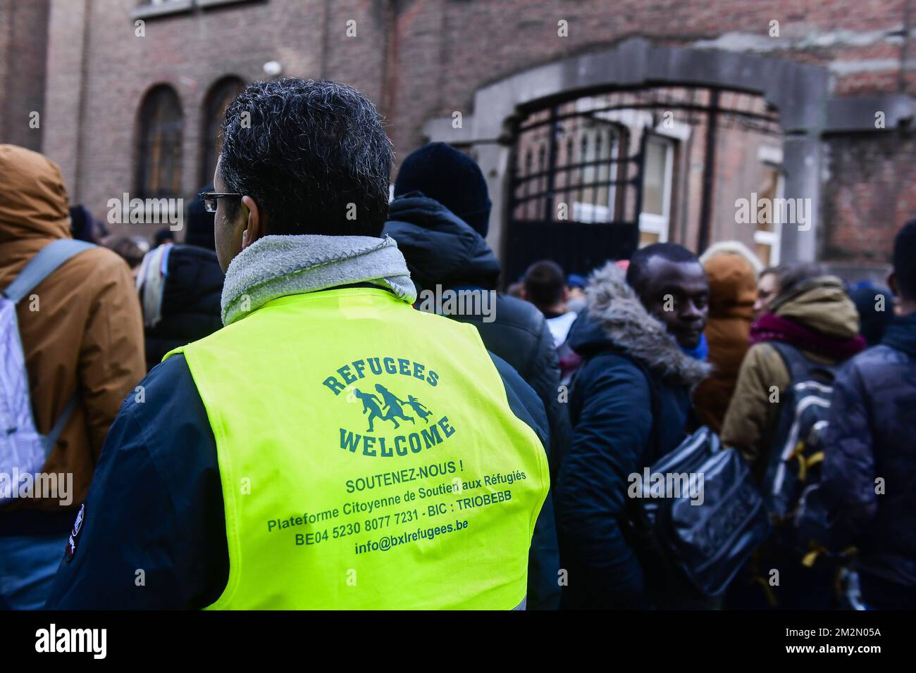 La figura illustra la situazione presso il nuovo centro di registrazione dei richiedenti asilo presso il "Petit Chateau - Klein Kasteeltje" di Bruxelles, lunedì 10 dicembre 2018. A causa di una mancanza di spazio, i servizi stranieri (DVZ Dienst Vreemdelingenzaken - ode Office des Etrangers) la registrazione è stata spostata dagli uffici vicino a Maximiliaanpark - Parc Maximilien. FOTO DI BELGA LAURIE DIEFFEMBACQ Foto Stock