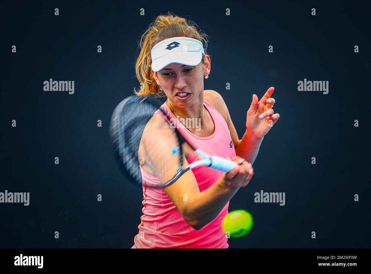 Elise Mertens è stato raffigurato in azione durante una sessione di allenamento al Grand Slam di tennis 'Australian Open', sabato 12 gennaio 2019 a Melbourne Park, Melbourne, Australia. Questo primo grande slam della stagione si svolgerà dal 14 al 27 gennaio. FOTO DI BELGA PATRICK HAMILTON Foto Stock
