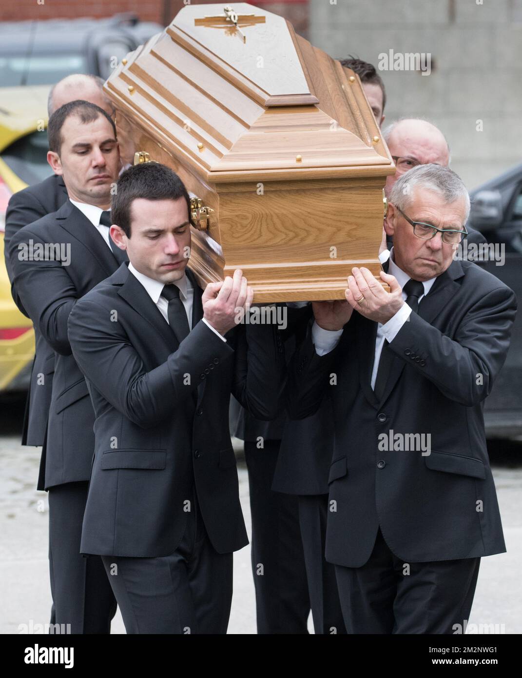 Immagine scattata durante il servizio funerario per il conte Philippe de Lannoy, a Frasnes-Lez-Anvaing, mercoledì 16 gennaio 2019. Il conte morì all'età di 96 anni, fu padre della Granduchessa ereditaria di Lussemburgo, nata Contessa de Lannoy. BELGA FOTO BENOIT DOPPAGNE Foto Stock