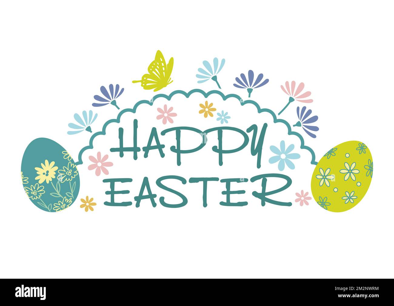 Felice Pasqua vettore simbolo colorato logo isolato su uno sfondo bianco. Illustrazione Vettoriale