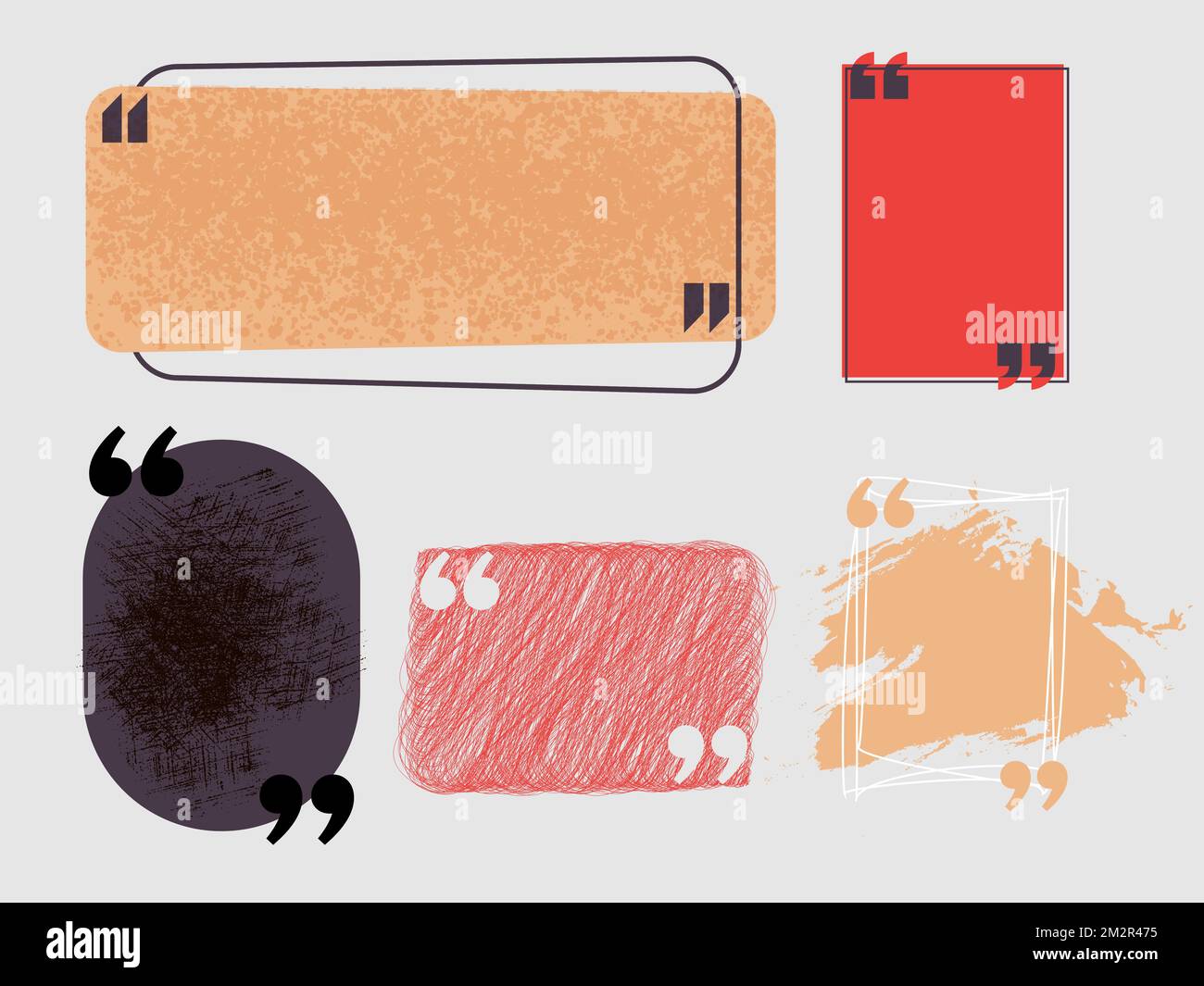 Riquadri di virgolette commenti di virgolette, testo tra parentesi, icona della casella di testo Illustrazione Vettoriale