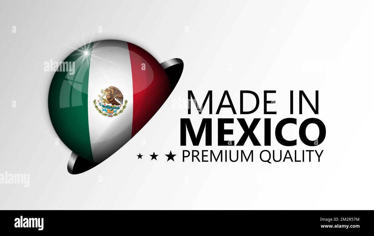 Prodotto in Messico grafica ed etichetta. Elemento di impatto per l'uso che si desidera fare di esso. Illustrazione Vettoriale