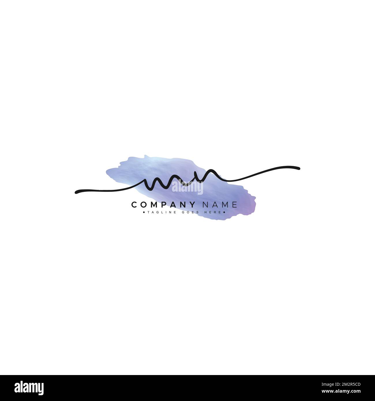 LOGO MN Simple Signature - modello di logo vettoriale in acquerello per logo M e N. Illustrazione Vettoriale