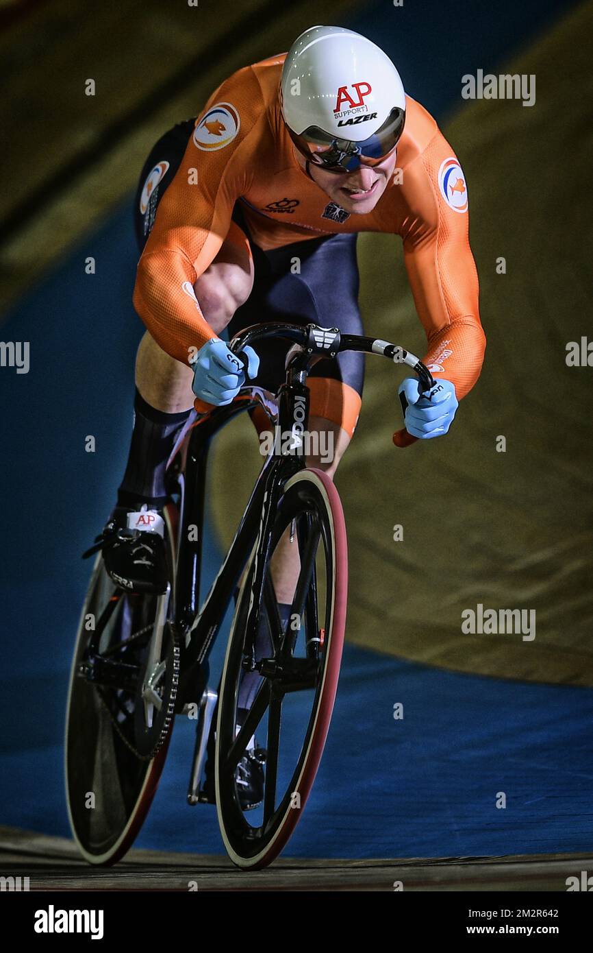 L'olandese Jeffrey Hoogland ha ritratto in azione durante il quinto e ultimo giorno dei campionati mondiali di ciclismo su pista 2019 a Pruszkow, Polonia, domenica 03 marzo 2019. I mondi del ciclismo su pista si svolgono dal 27 febbraio al 04 marzo. FOTO DI BELGA YORICK JANSENS Foto Stock